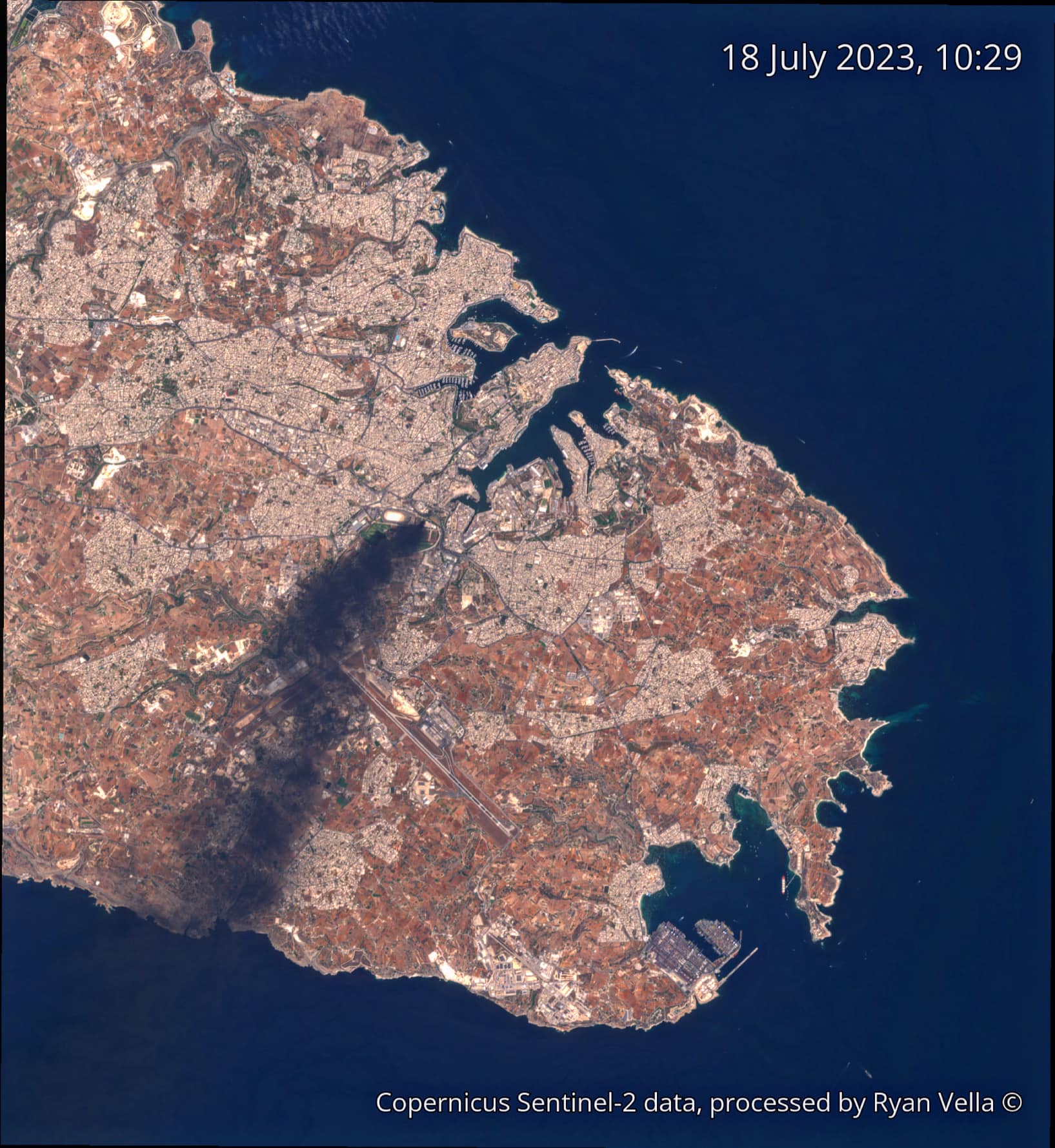 Fire smoke in Marsa, Malta
